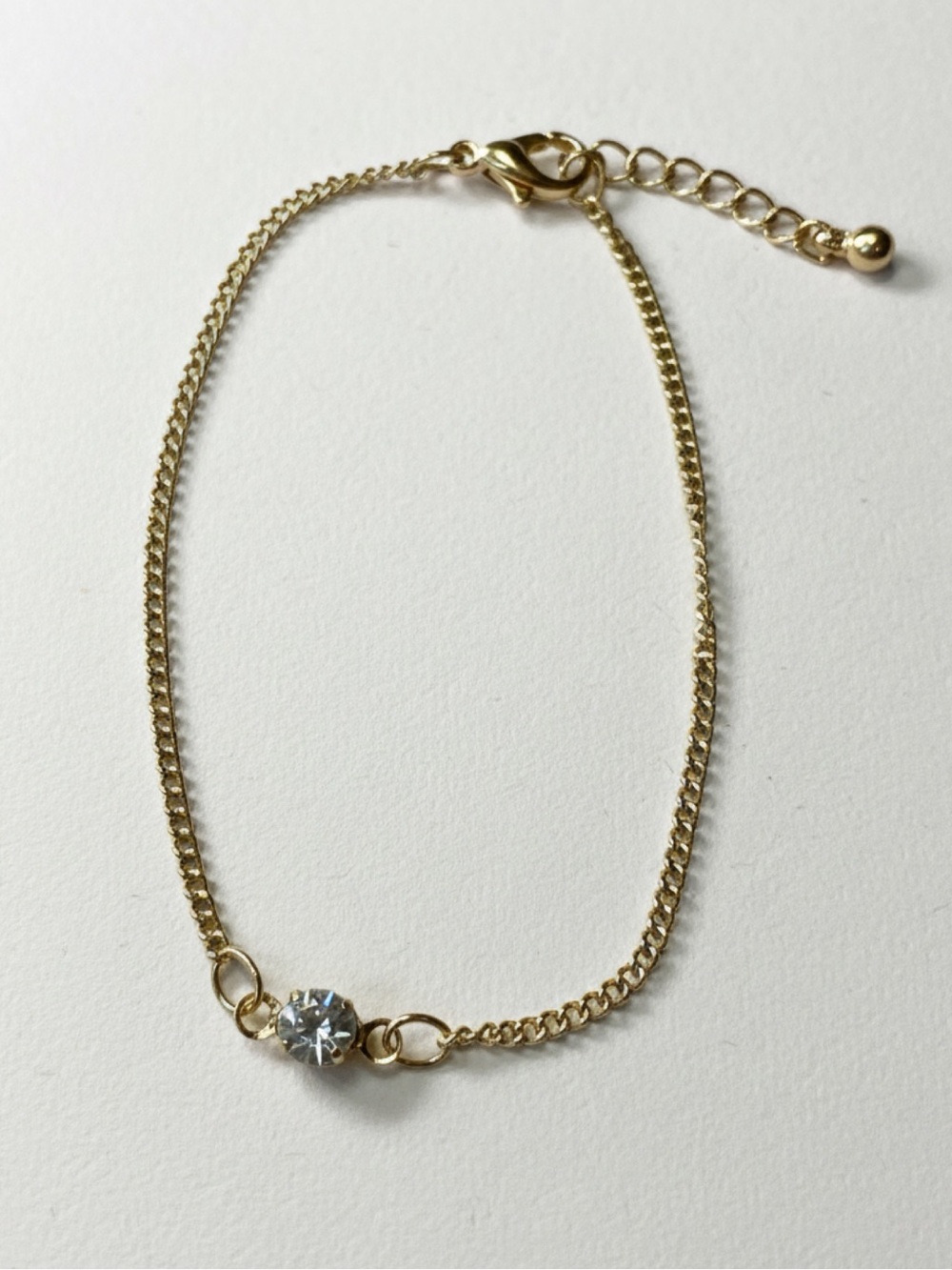 Gold Chain Bracelet with Clear Crystal Accent